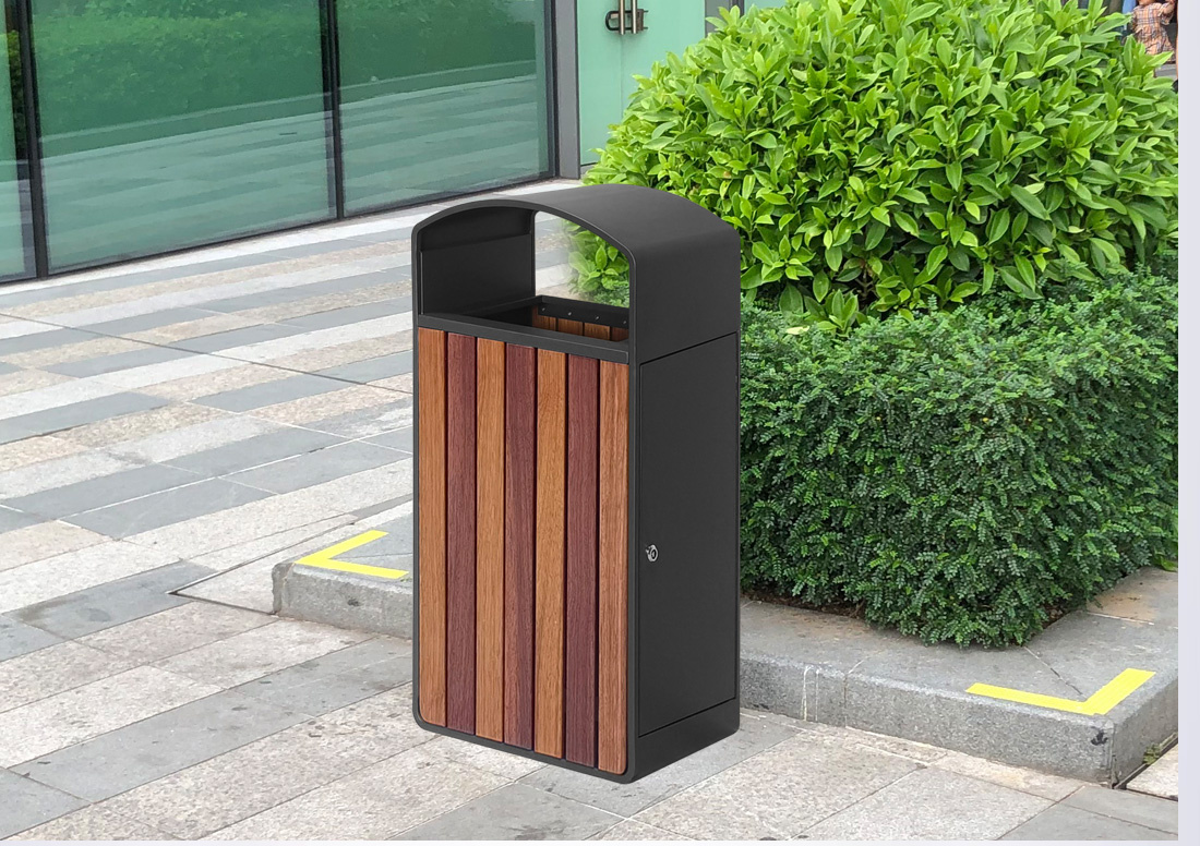 钢木垃圾桶